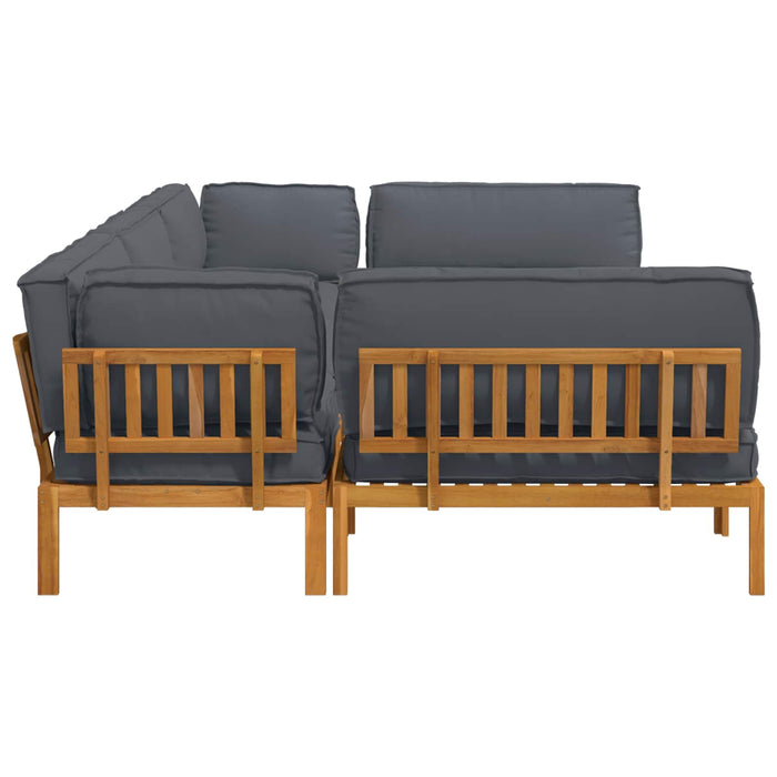 Set de canapea cu pernă 6 pcs Antracit Lemn Solid de Acacia WALTI
