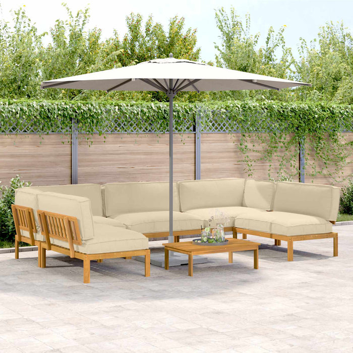 Set de canapea cu pernă Simplu 6 pcs Bej Lemn Solid de Acacia WALTI