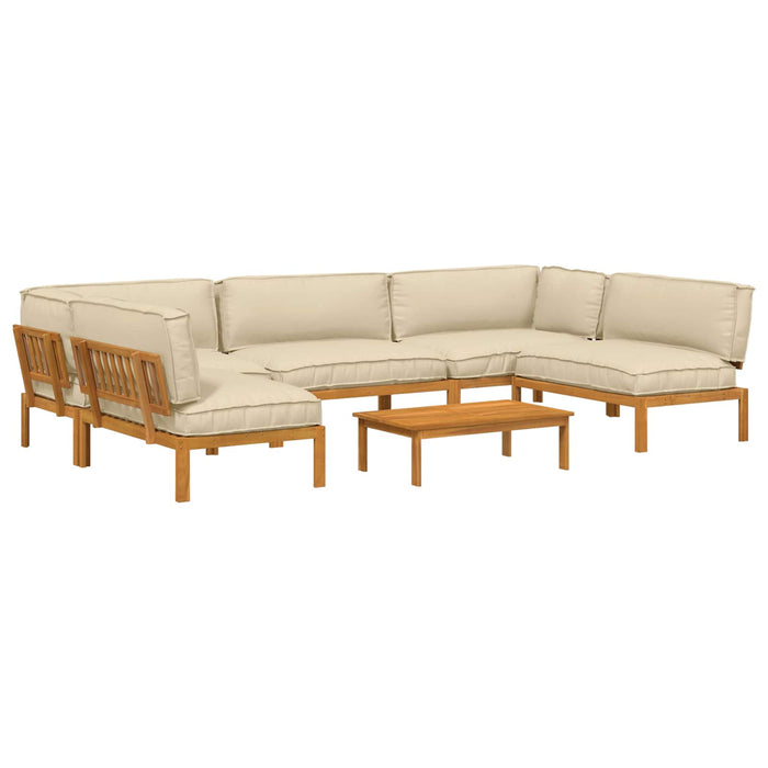 Set de canapea cu pernă Simplu 6 pcs Bej Lemn Solid de Acacia WALTI