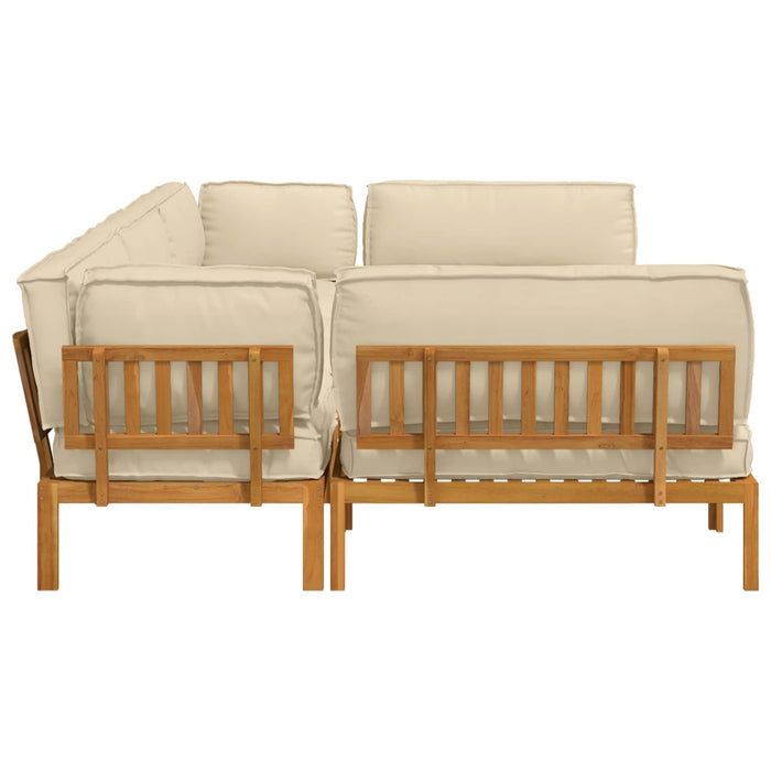 Set de canapea cu pernă Simplu 6 pcs Bej Lemn Solid de Acacia WALTI