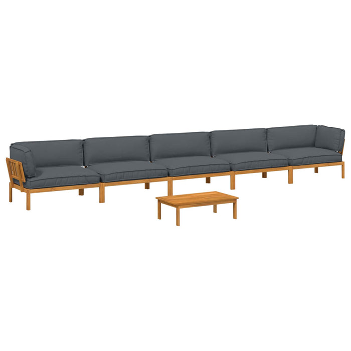 Set de canapea cu pernă 6 pcs Antracit Lemn Solid de Acacia WALTI