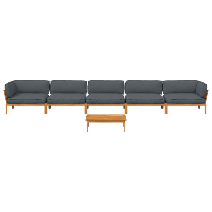 Set de canapea cu pernă 6 pcs Antracit Lemn Solid de Acacia WALTI