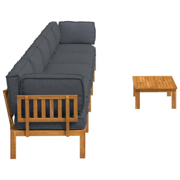 Set de canapea cu pernă 6 pcs Antracit Lemn Solid de Acacia WALTI