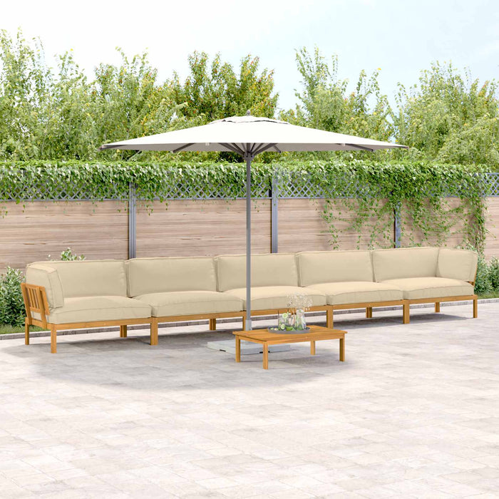 Set de canapea cu pernă Simplu 6 pcs Bej Lemn Solid de Acacia WALTI