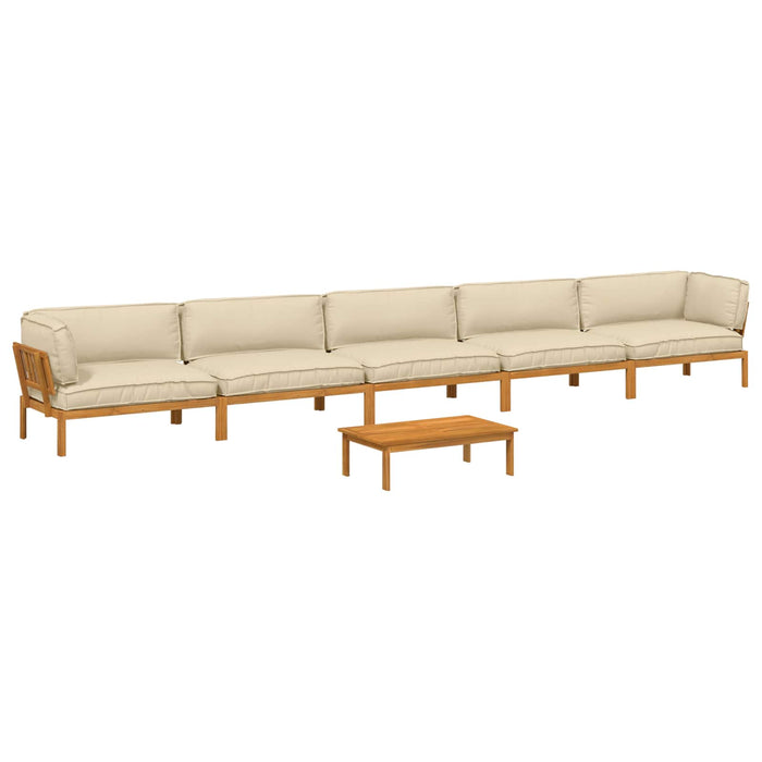 Set de canapea cu pernă Simplu 6 pcs Bej Lemn Solid de Acacia WALTI