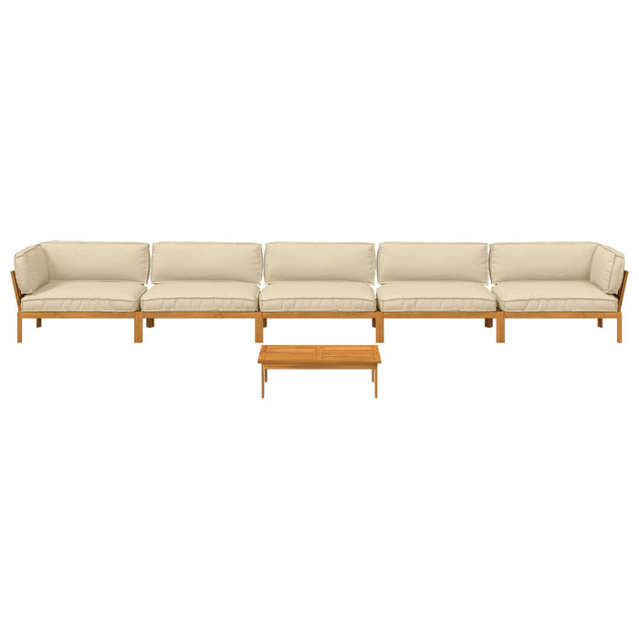 Set de canapea cu pernă Simplu 6 pcs Bej Lemn Solid de Acacia WALTI