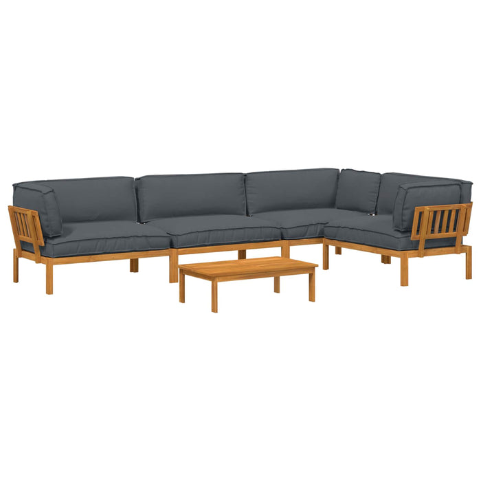 Set de canapea cu pernă 5 pcs Antracit Lemn Solid de Acacia - WALTI WALTI