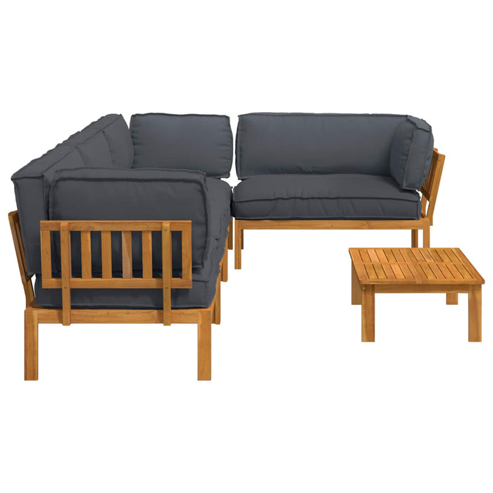Set de canapea cu pernă 5 pcs Antracit Lemn Solid de Acacia - WALTI WALTI