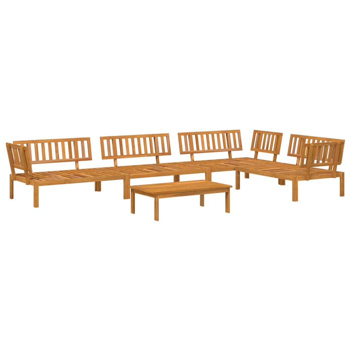 Set de canapea cu pernă Simplu 5 pcs Bej Lemn Solid de Acacia WALTI