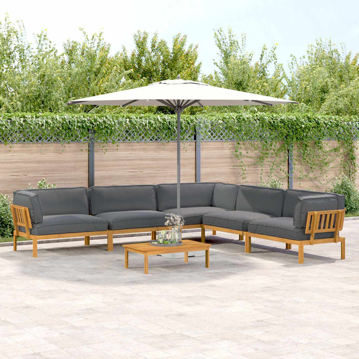 Set de canapea cu pernă 6 pcs Antracit Lemn Solid de Acacia WALTI