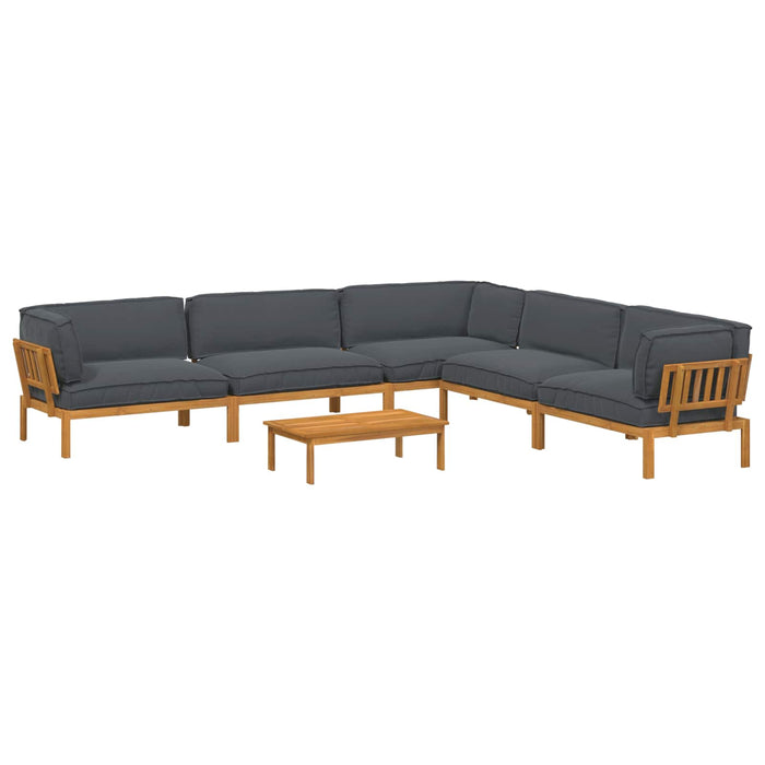 Set de canapea cu pernă 6 pcs Antracit Lemn Solid de Acacia WALTI