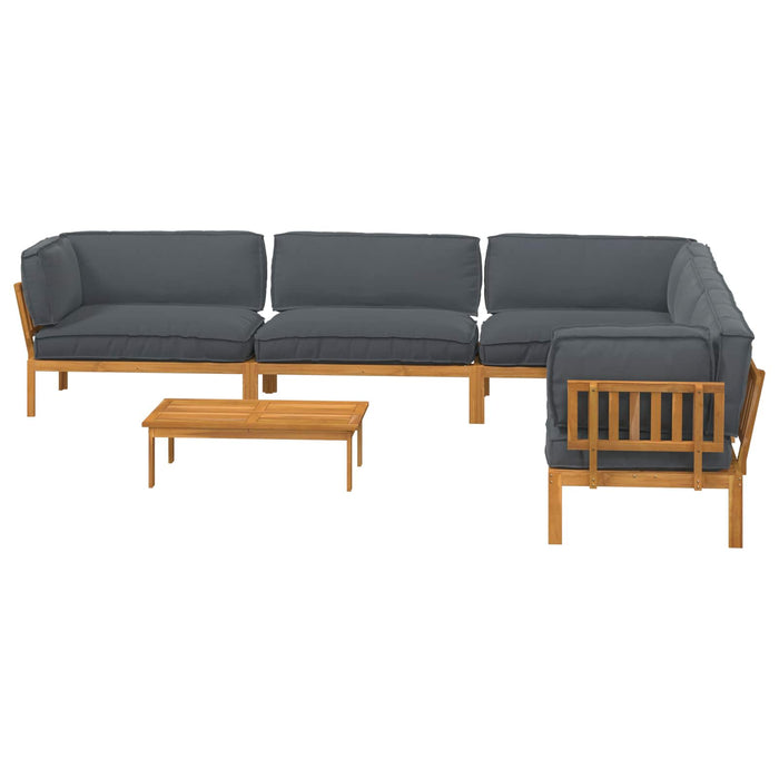 Set de canapea cu pernă 6 pcs Antracit Lemn Solid de Acacia WALTI
