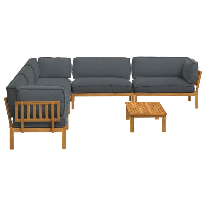 Set de canapea cu pernă 6 pcs Antracit Lemn Solid de Acacia WALTI