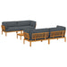 Set de canapea cu pernă 5 pcs Antracit Lemn Solid de Acacia - WALTI WALTI