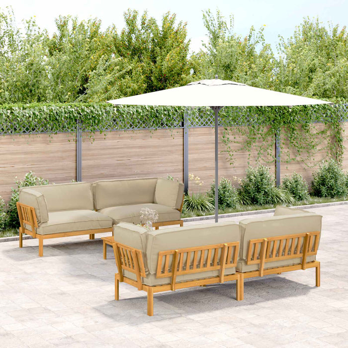 Set de canapea cu pernă Simplu 5 pcs Bej Lemn Solid de Acacia WALTI