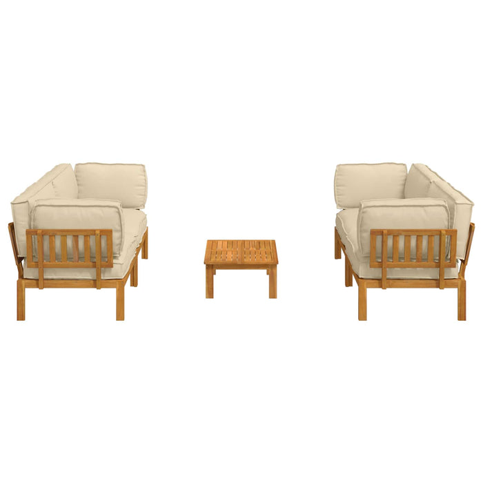 Set de canapea cu pernă Simplu 5 pcs Bej Lemn Solid de Acacia WALTI