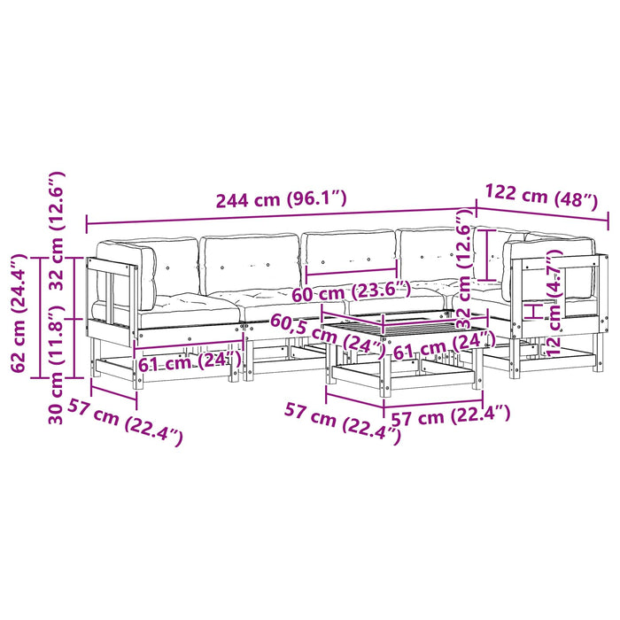 Set de lounge pentru grădină 6 pcs Maro ceruit - WALTI WALTI