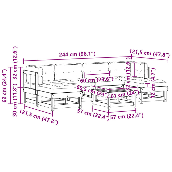 Set de lounge pentru grădină 7 pcs Maro ceruit - WALTI WALTI