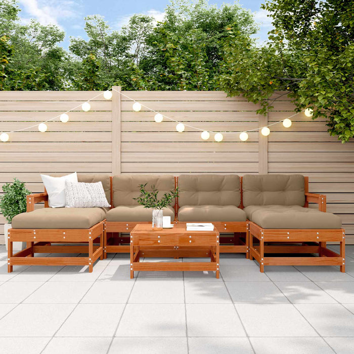 Set de lounge pentru grădină 7 pcs Maro Ceară Lemn masiv de pin - WALTI WALTI