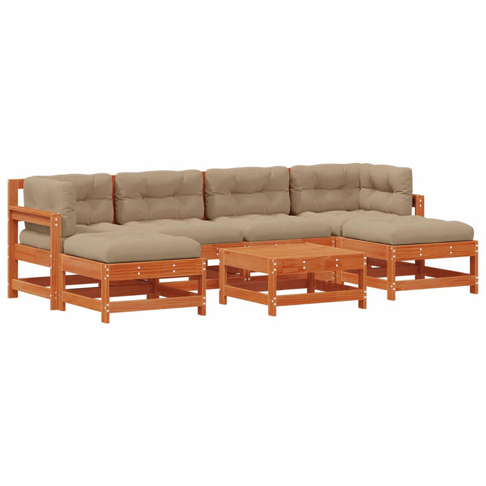 Set de lounge pentru grădină 7 pcs Maro Ceară Lemn masiv de pin - WALTI WALTI