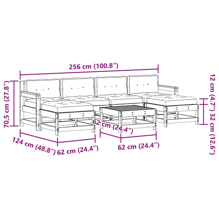 Set de lounge pentru grădină 7 pcs Maro Ceară Lemn masiv de pin - WALTI WALTI