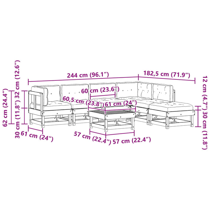 Set de lounge pentru grădină 7 pcs Maro ceruit - WALTI WALTI