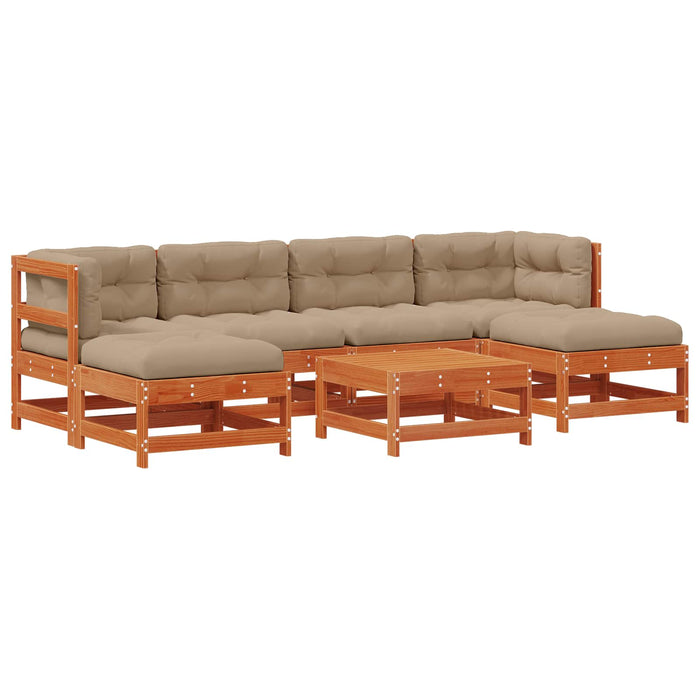 Set de lounge pentru grădină 7 pcs Maro Ceară Lemn masiv de pin - WALTI WALTI