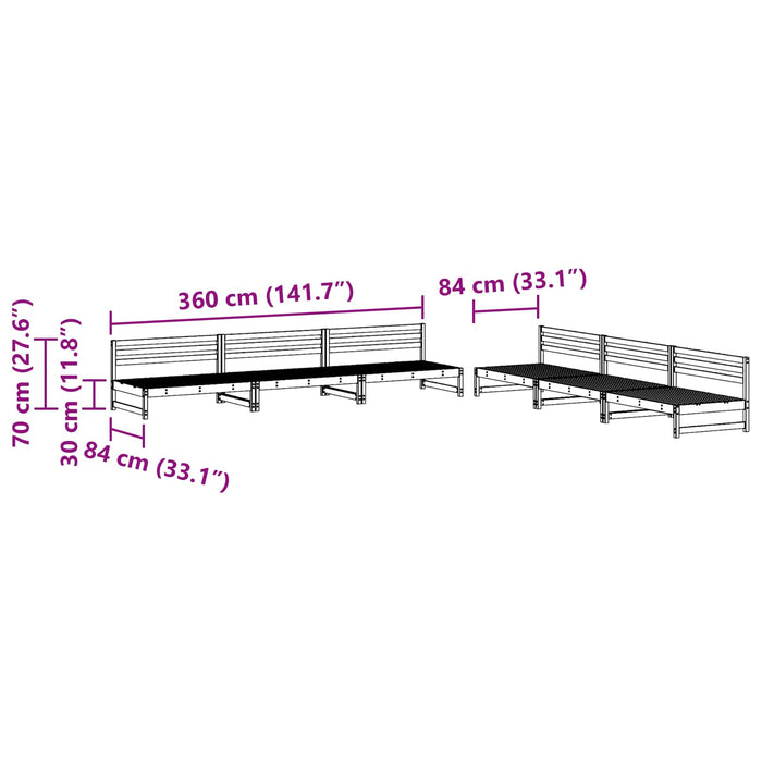 Set de lounge pentru grădină 6 pcs Maro Ceară Lemn masiv de pin - WALTI WALTI