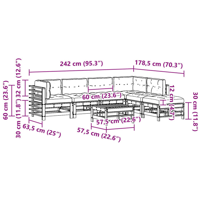 Set de lounge pentru grădină 7 pcs Maro ceruit - WALTI WALTI