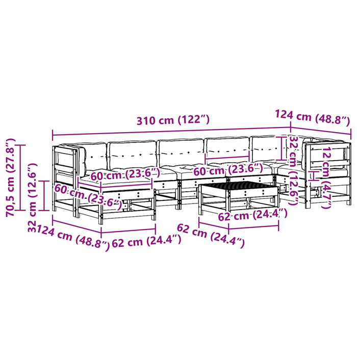 Set de lounge pentru grădină 8 pcs Maro ceruit - WALTI WALTI