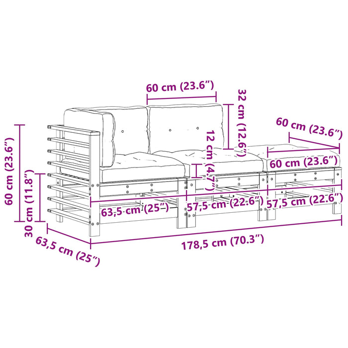 Set de lounge pentru grădină 3 pcs Maro ceruit - WALTI WALTI