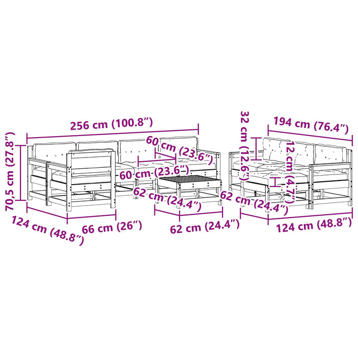 Set de lounge pentru grădină 10 pcs Maro Ceară - WALTI WALTI