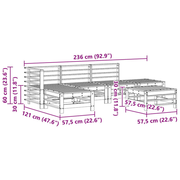Set de lounge pentru grădină 5 pcs Maro Ceară Lemn masiv de pin - WALTI WALTI