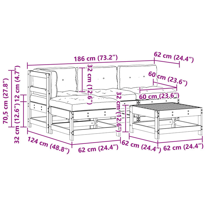 Set de lounge pentru grădină 5 pcs Maro ceruit - WALTI WALTI