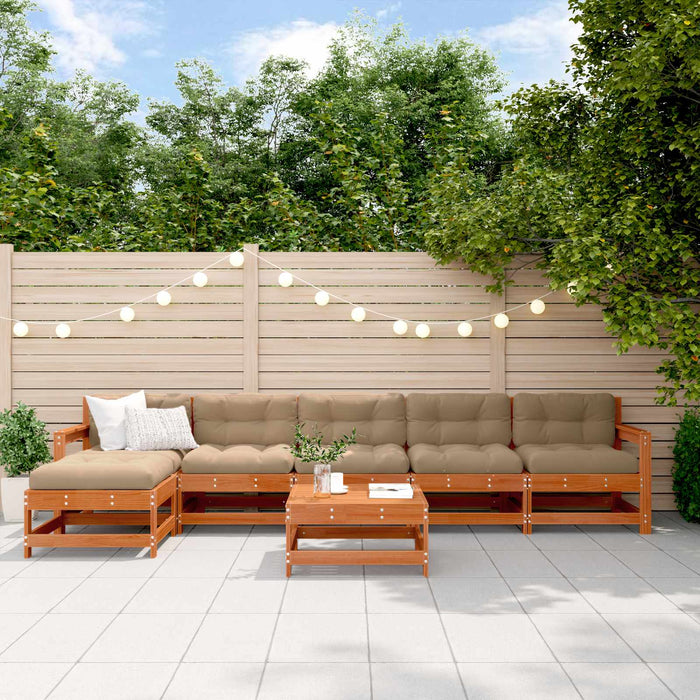 Set de lounge pentru grădină 7 pcs Maro Ceară Lemn masiv de pin - WALTI WALTI