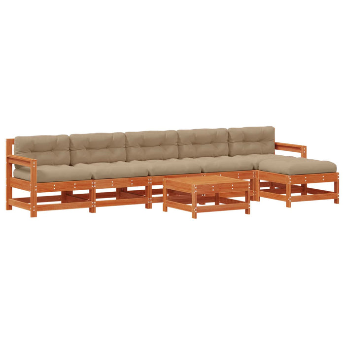 Set de lounge pentru grădină 7 pcs Maro Ceară Lemn masiv de pin - WALTI WALTI