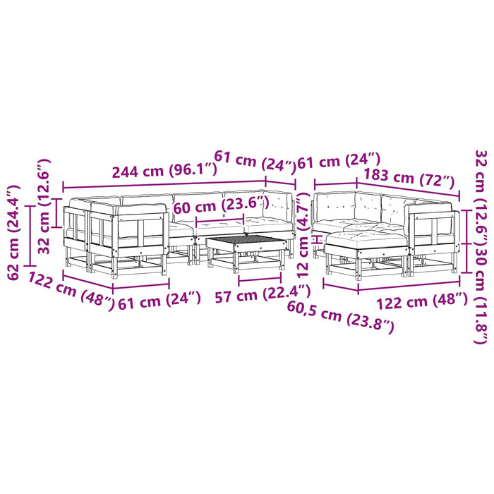 Set de lounge pentru grădină 33 pcs Maro ceară și taupe - WALTI WALTI