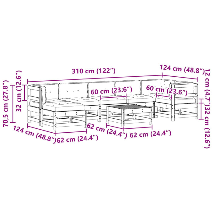 Set de lounge pentru grădină 8 pcs Maro ceruit - WALTI WALTI