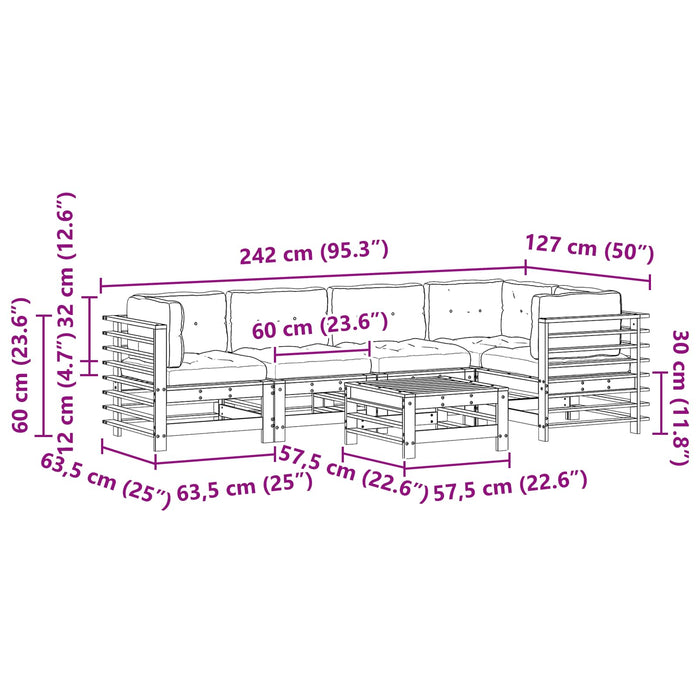 Set de lounge pentru grădină 6 pcs Maro ceruit - WALTI WALTI