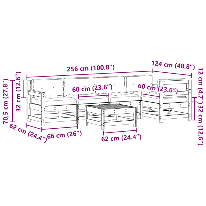 Set de lounge pentru grădină 6 pcs Maro Ceară Lemn masiv de pin - WALTI WALTI