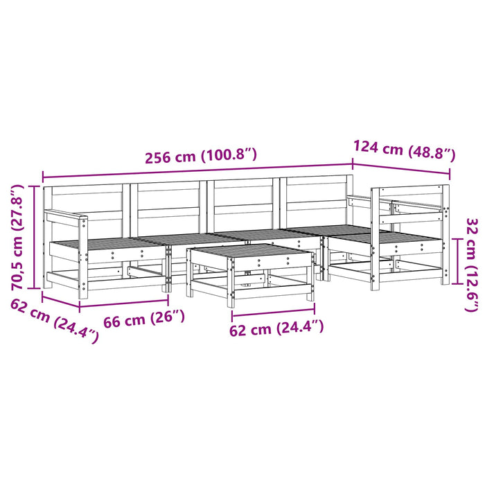Set de lounge pentru grădină 6 pcs Maro Ceară Lemn masiv de pin - WALTI WALTI