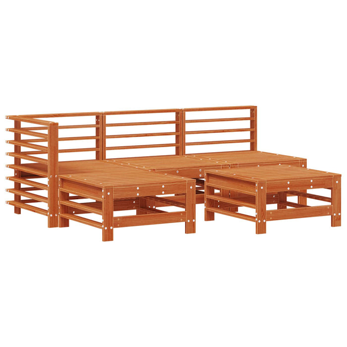 Set de lounge pentru grădină 5 pcs Maro Ceară Lemn masiv de pin - WALTI WALTI