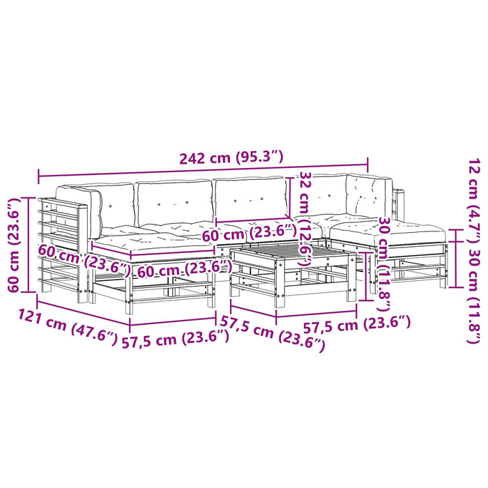 Set de lounge pentru grădină 7 pcs Maro ceruit - WALTI WALTI