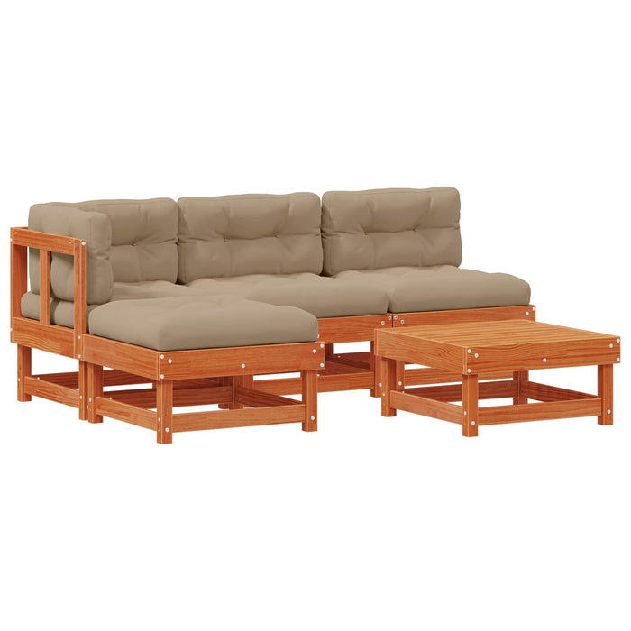 Set de lounge pentru grădină 13 pcs Maro ceară și taupe - WALTI WALTI