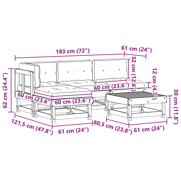 Set de lounge pentru grădină 13 pcs Maro ceară și taupe - WALTI WALTI