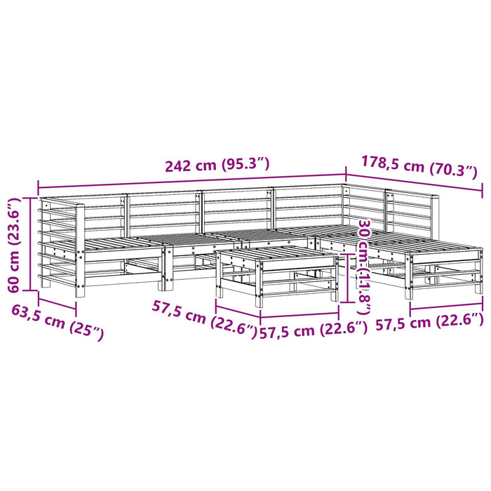 Set de lounge pentru grădină 7 pcs Maro Ceară Lemn masiv de pin - WALTI WALTI