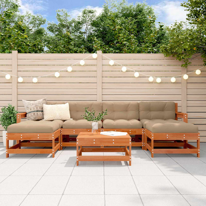 Set de lounge pentru grădină 7 pcs Maro ceară și taupe - WALTI WALTI