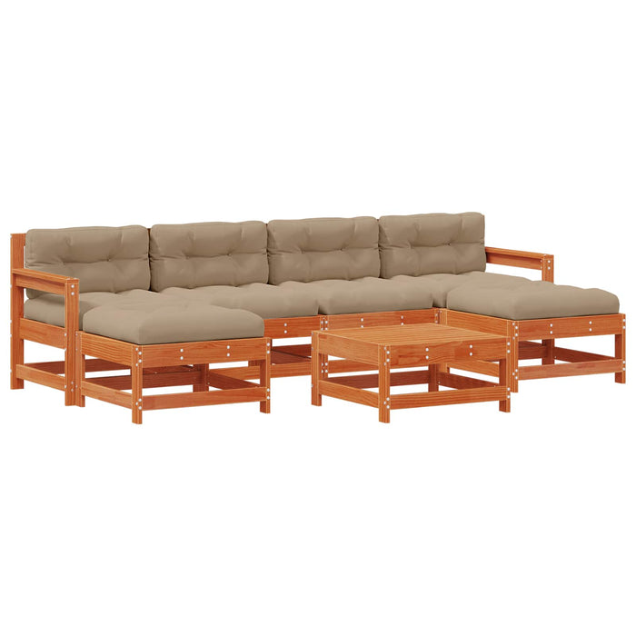 Set de lounge pentru grădină 7 pcs Maro ceară și taupe - WALTI WALTI