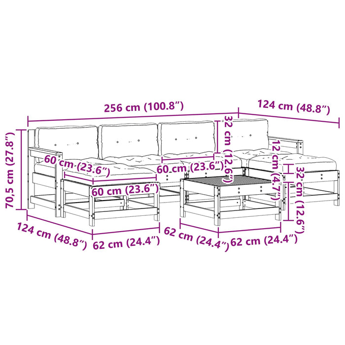 Set de lounge pentru grădină 7 pcs Maro ceară și taupe - WALTI WALTI