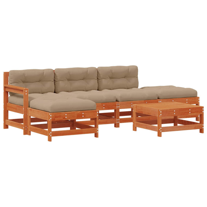 Set de lounge pentru grădină 6 pcs Maro Ceară Lemn masiv de pin - WALTI WALTI